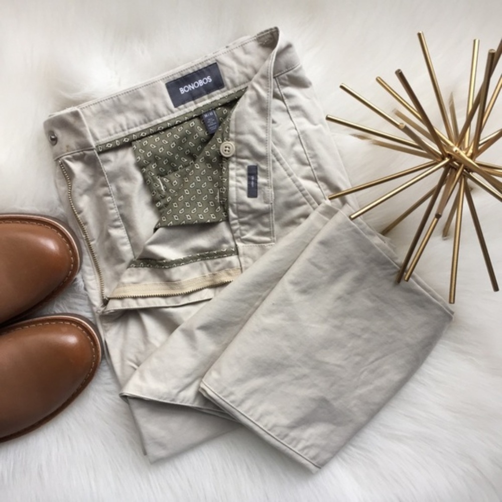 Bonobos Pants Straight 38x32 Stretch Chinos Khaki